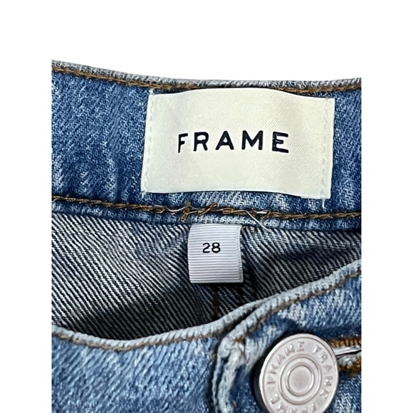 Frame High Rise Straight Leg Medium Wash Blue Denim Jeans Size 28 USA Cotton - Picture 2 of 5